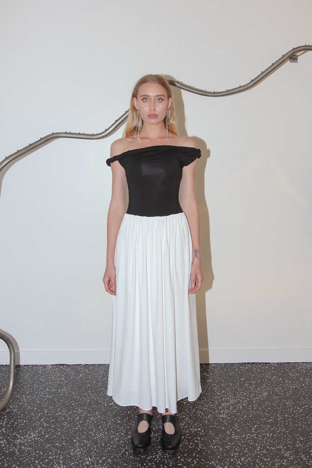 Studio 107 Mixed Media Dress in Black & White