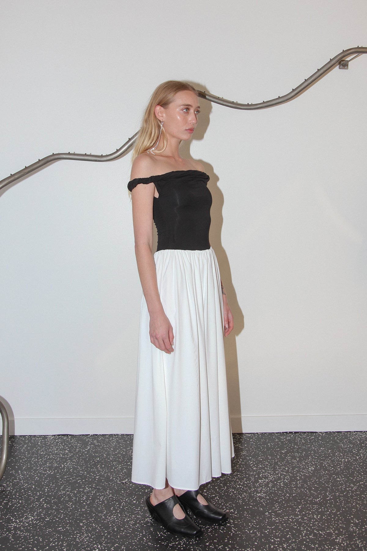 Studio 107 Mixed Media Dress in Black & White