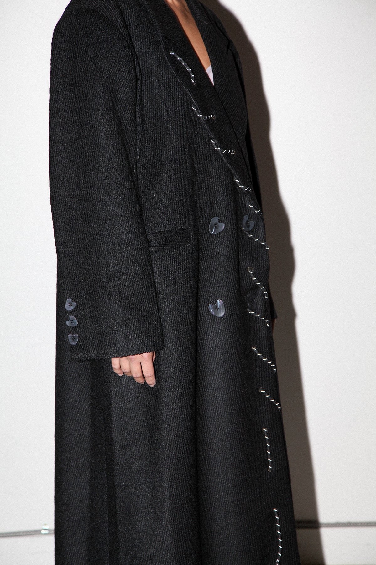 Loop Cord Moss Coat in Onyx