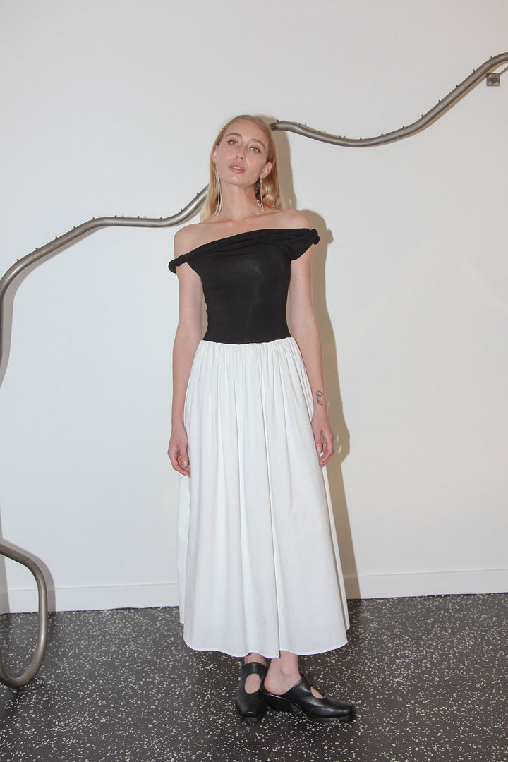 Studio 107 Mixed Media Dress in Black & White