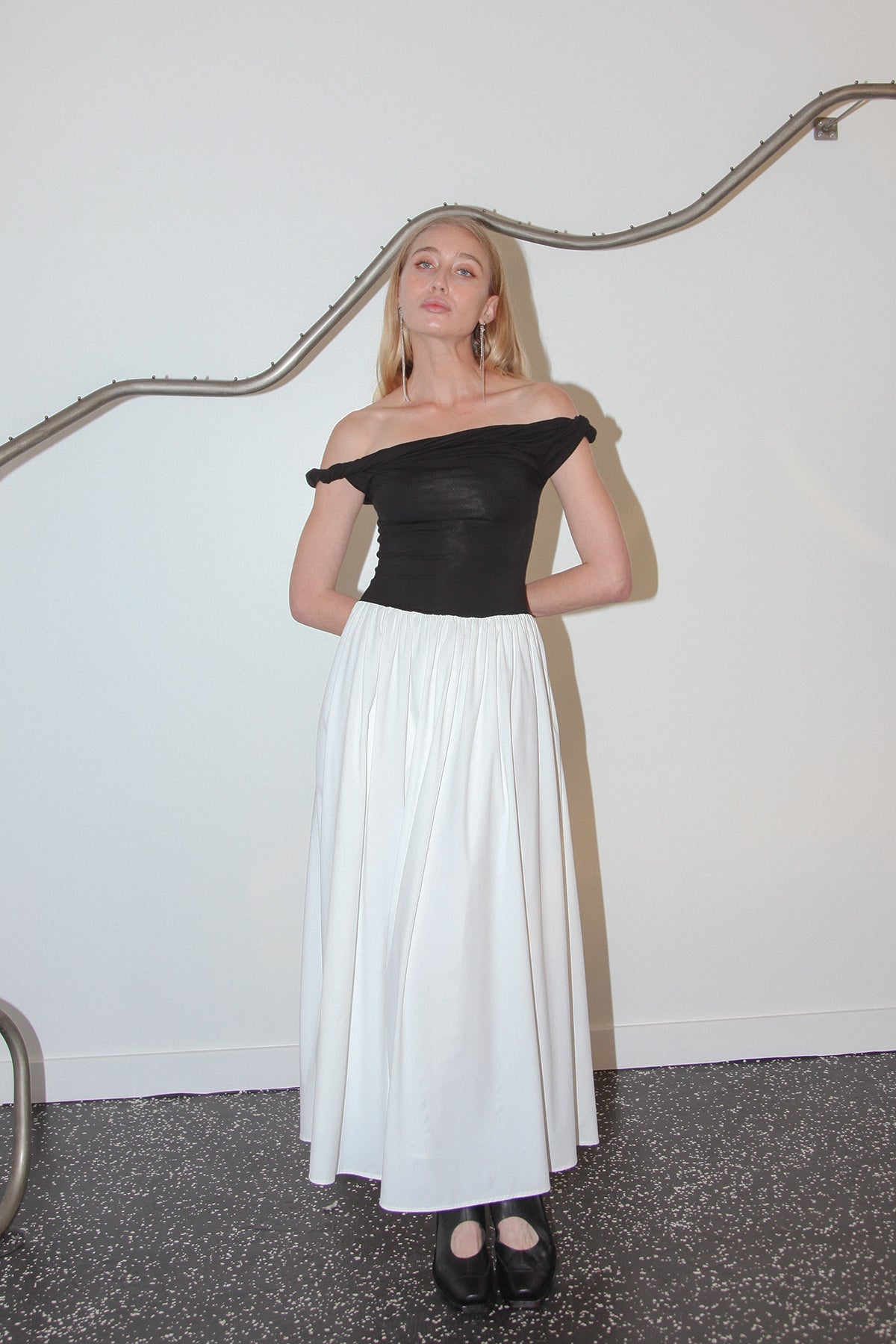 Studio 107 Mixed Media Dress in Black & White