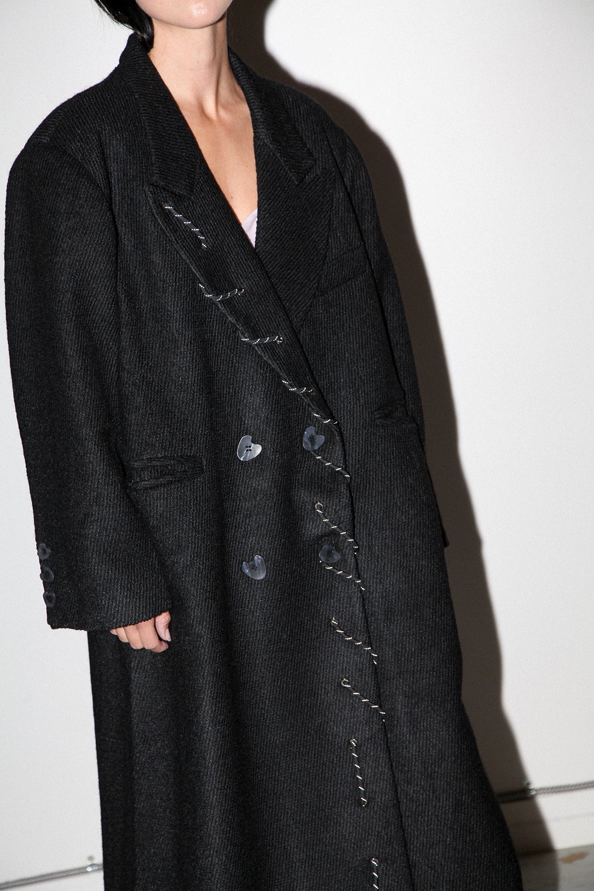Loop Cord Moss Coat in Onyx