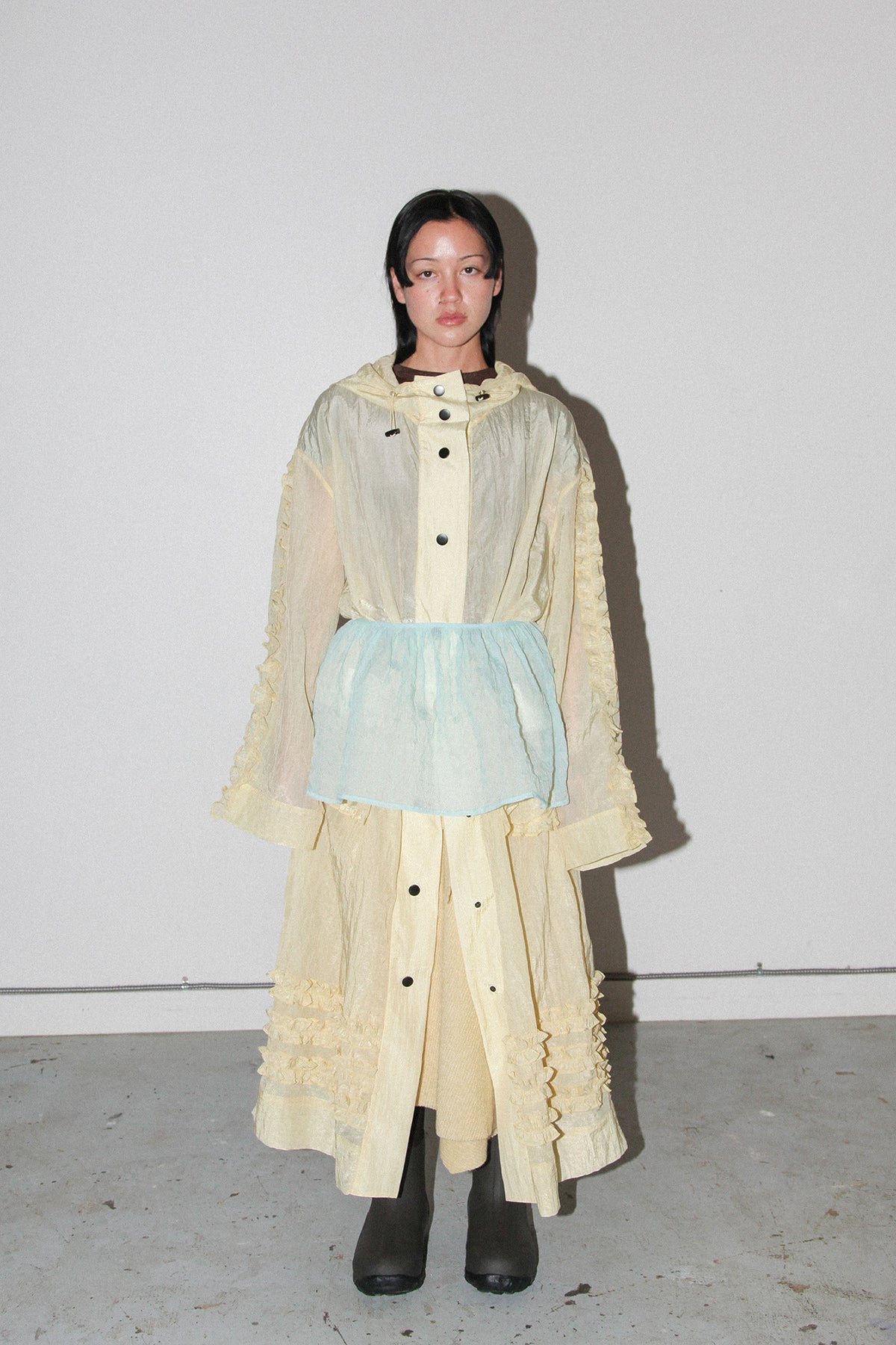 Bubble Peplum Apron in Sky