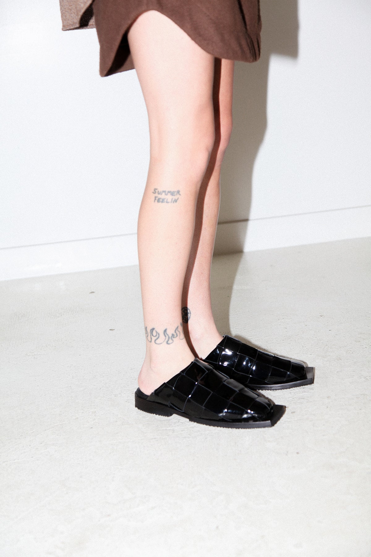 Patent Mule in Black