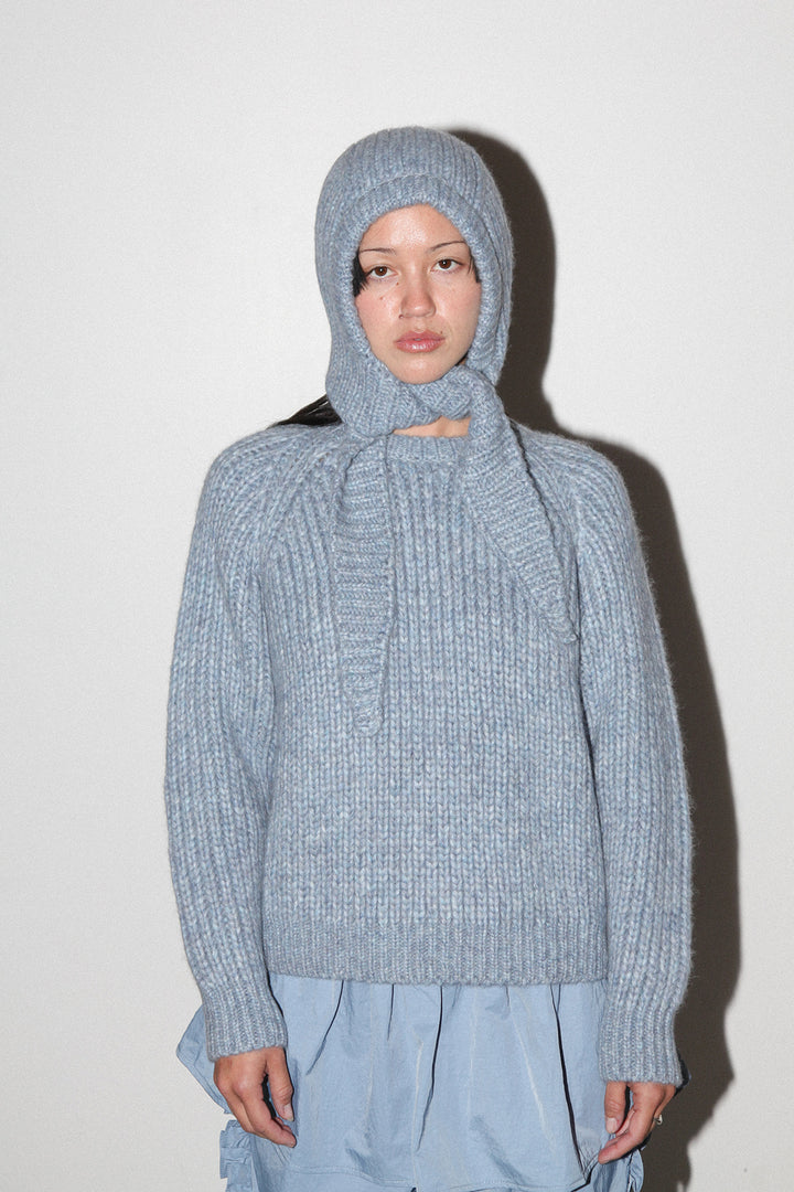 Polar Bonnet Scarf in Marled Sky