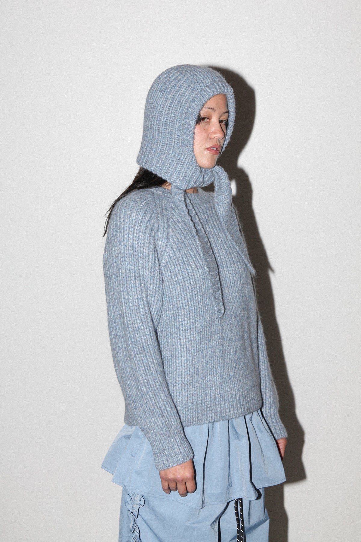 Polar Bonnet Scarf in Marled Sky