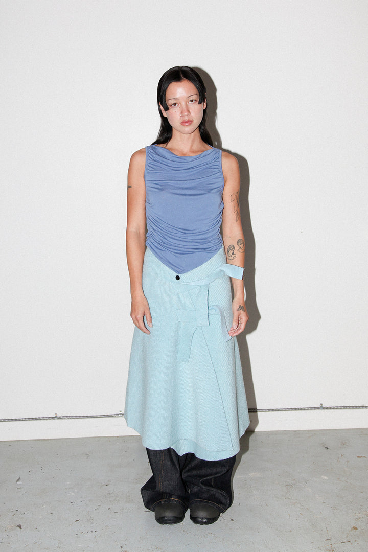 Slope Wrap Skirt in Sky