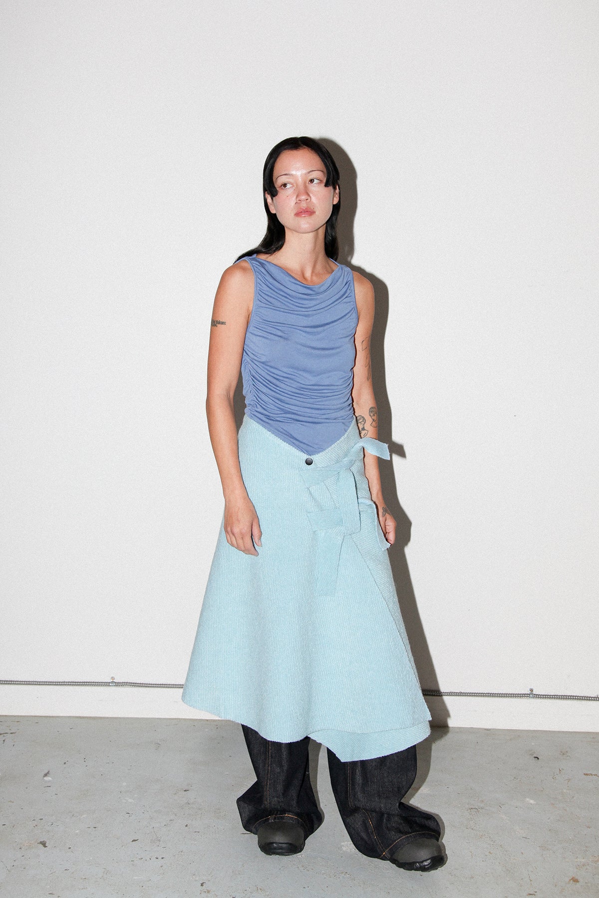 Slope Wrap Skirt in Sky