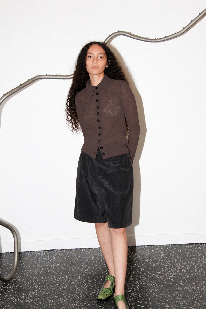 Bubble Scallop Top in Mud