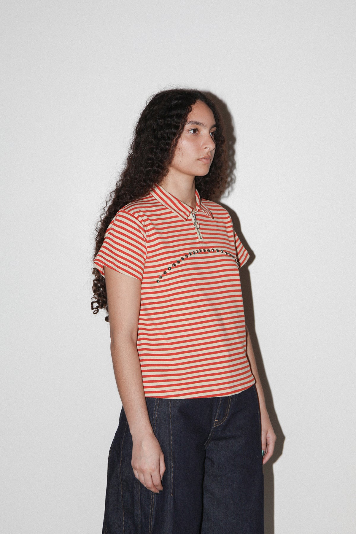 Rivet Polo in Striped Pepper