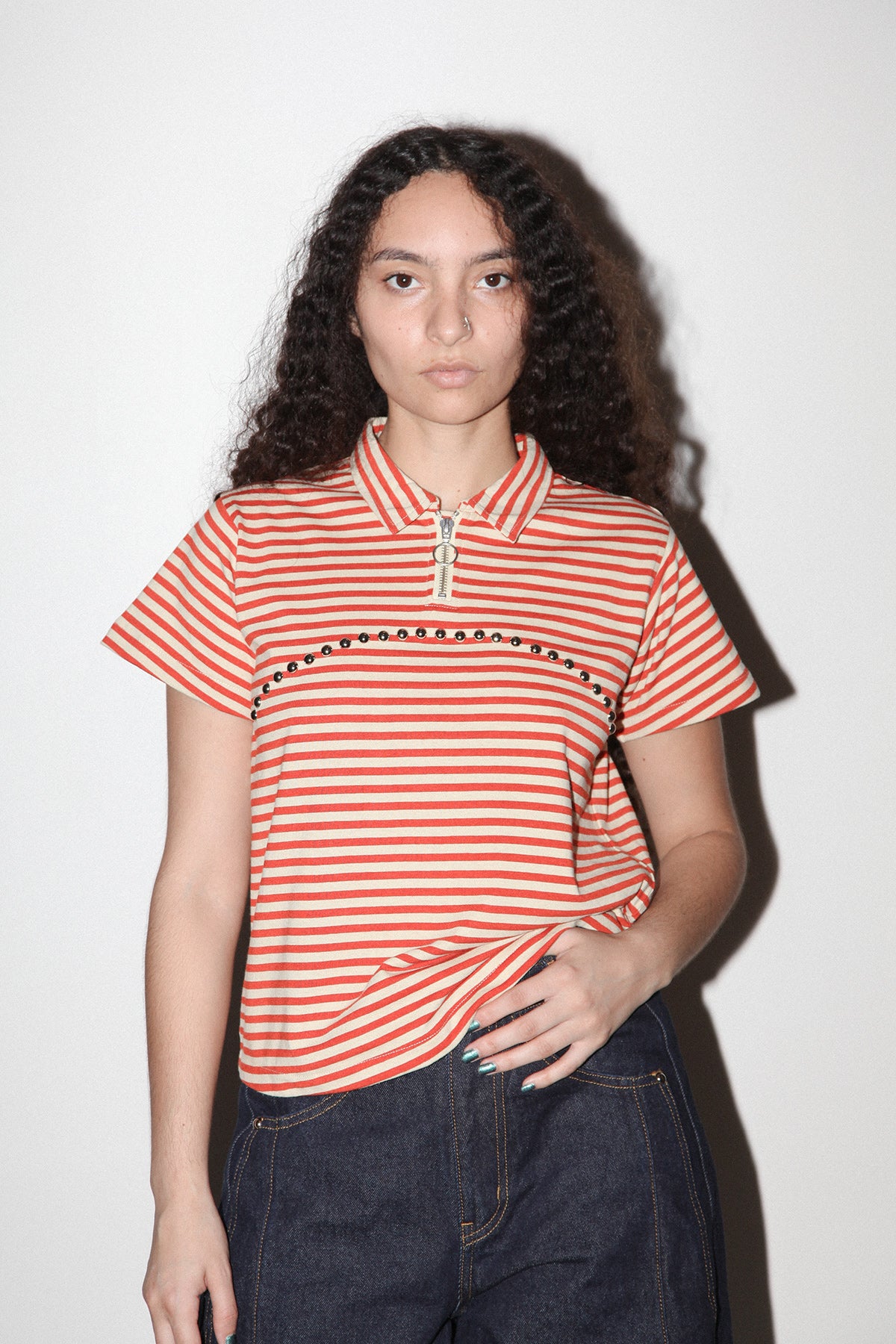 Rivet Polo in Striped Pepper