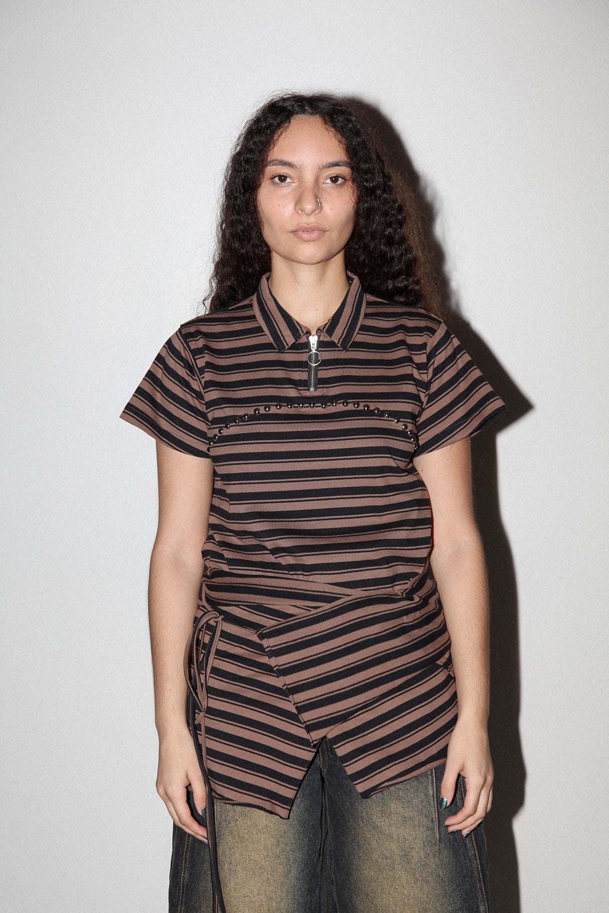 Wrap Peplum in Striped Mud