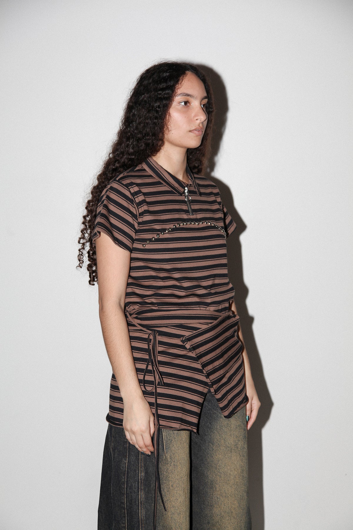 Wrap Peplum in Striped Mud