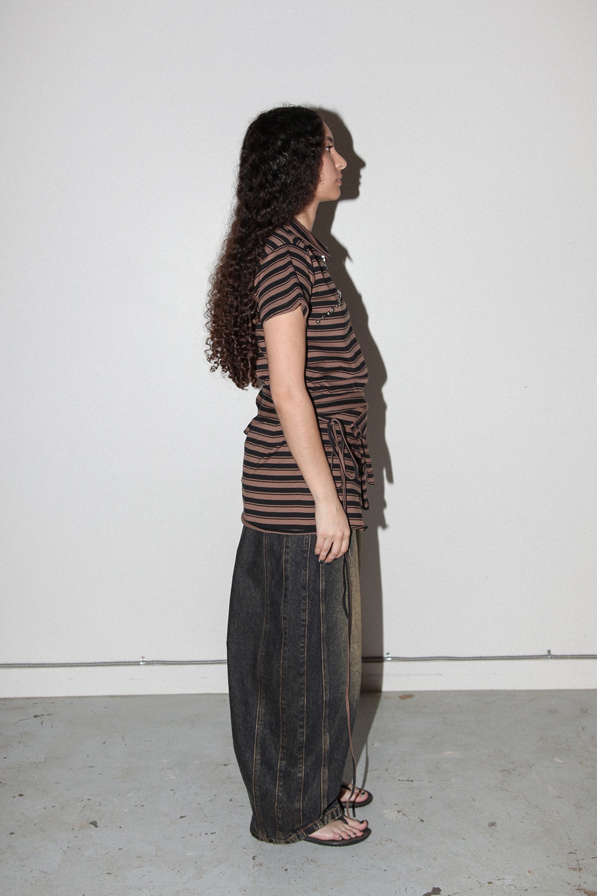 Wrap Peplum in Striped Mud