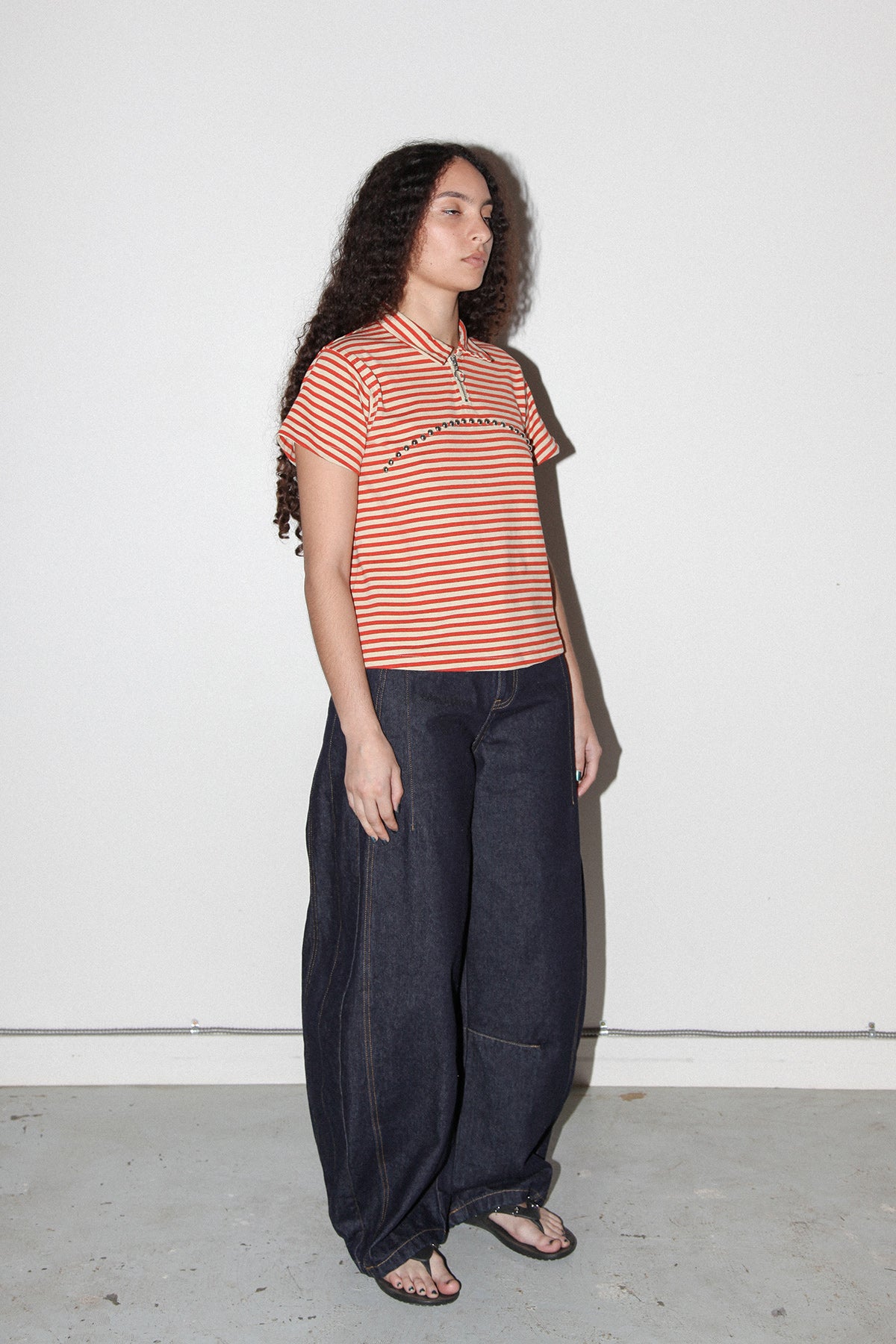 Rivet Polo in Striped Pepper
