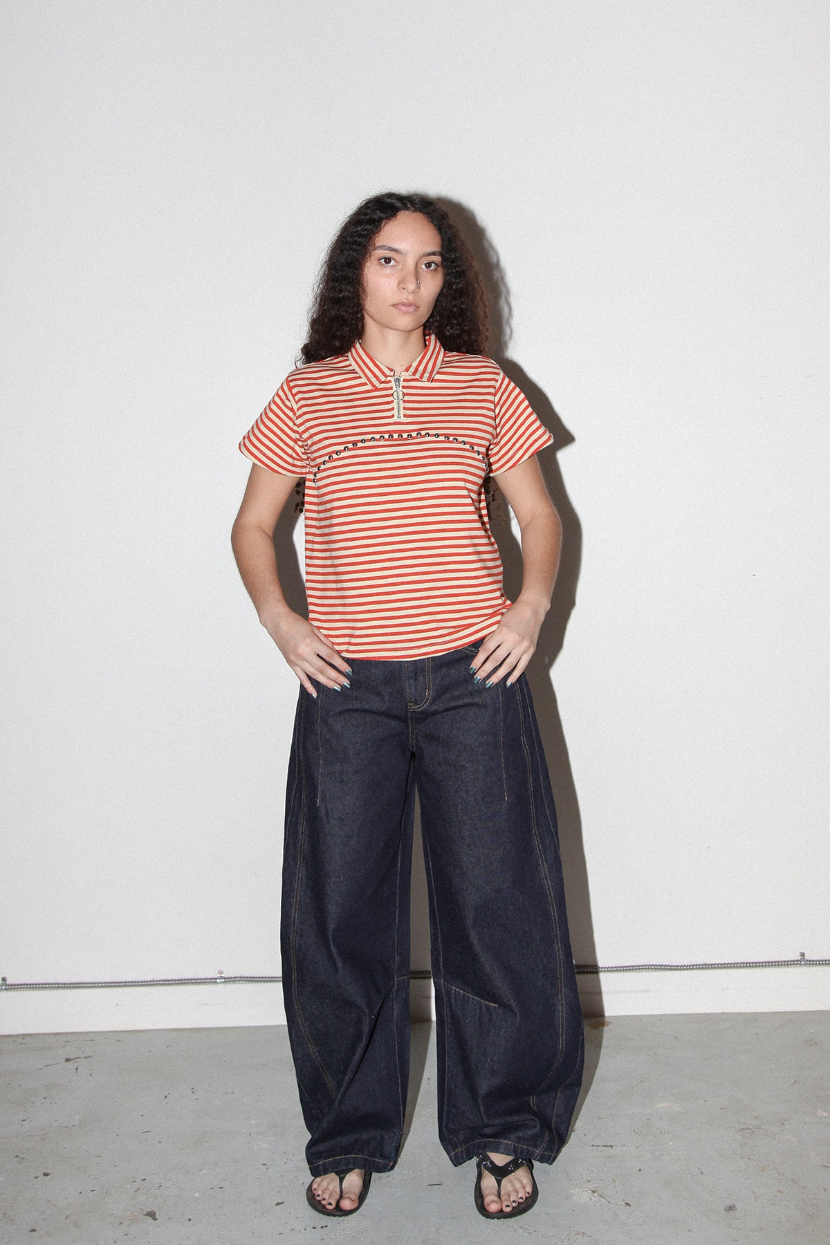 Rivet Polo in Striped Pepper