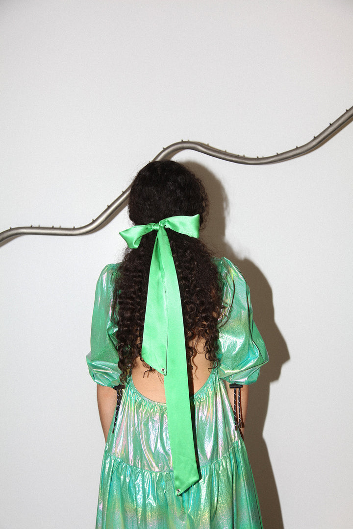 Pierced Hair Ribbon in Lime