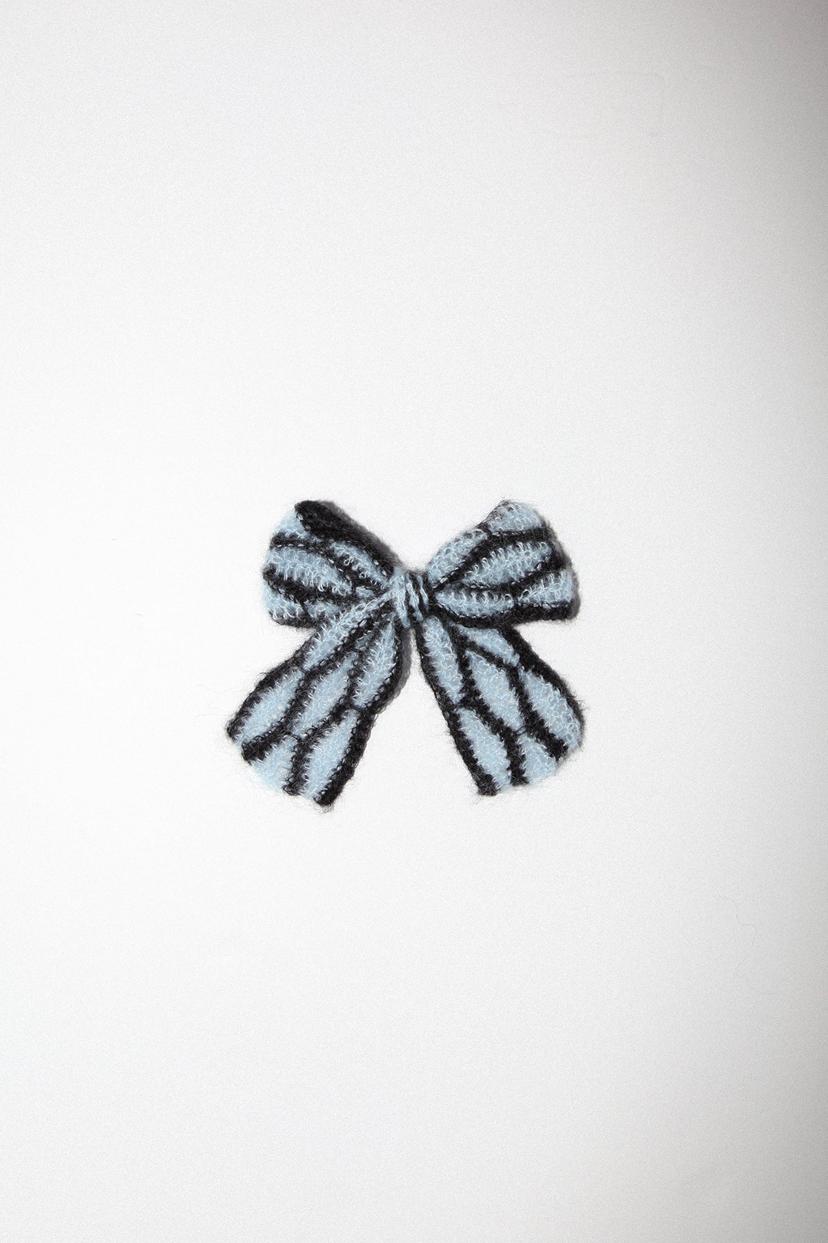 Funny Sad Stuff Medium Crocheted Bow in Black & Sky Honeycomb