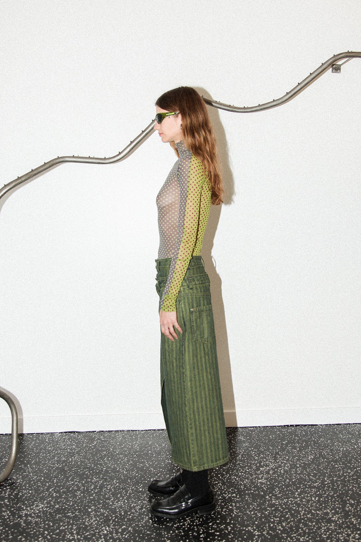 Double Denim Skirt in Moss Denim
