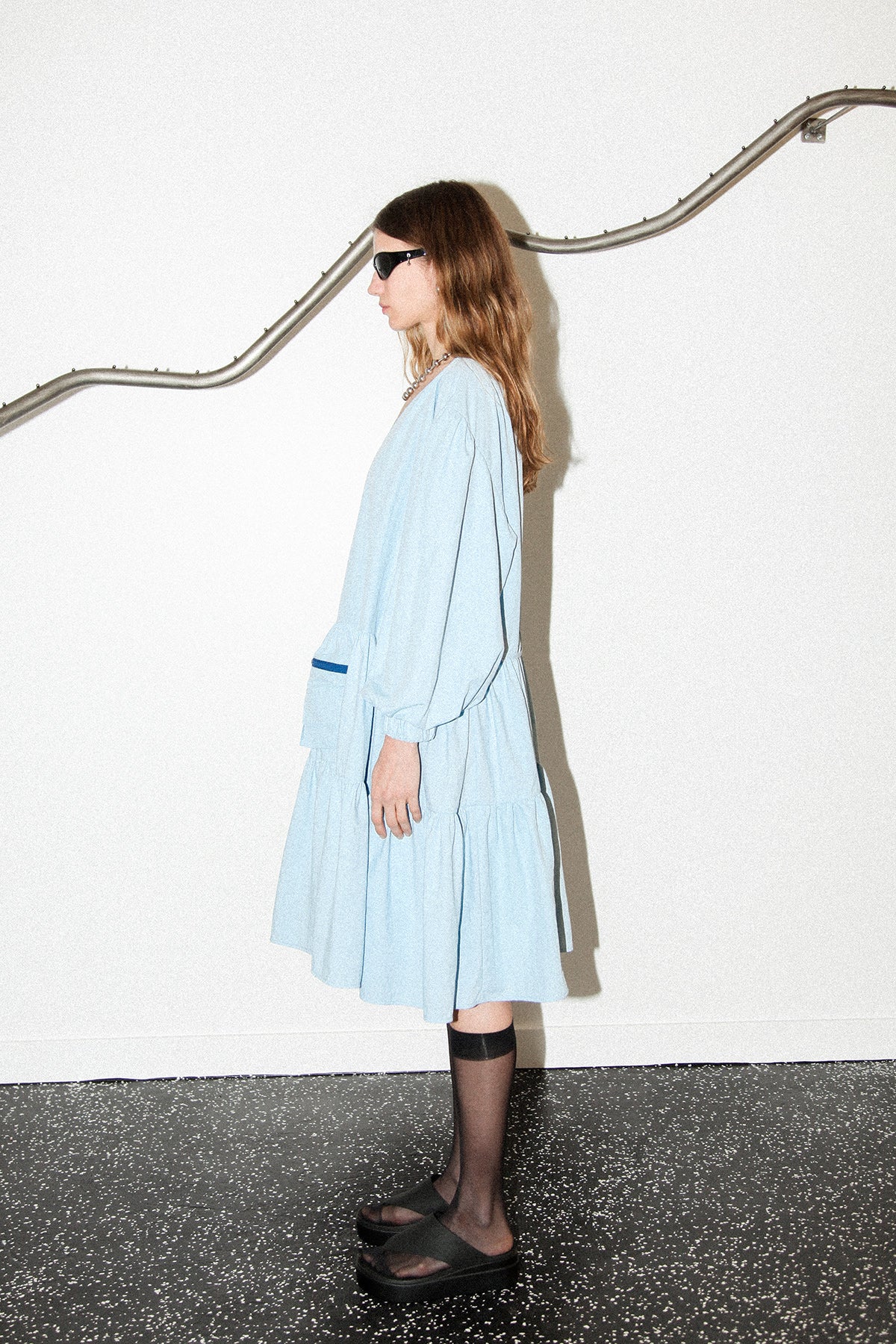 Utility Wrap Dress in Sky