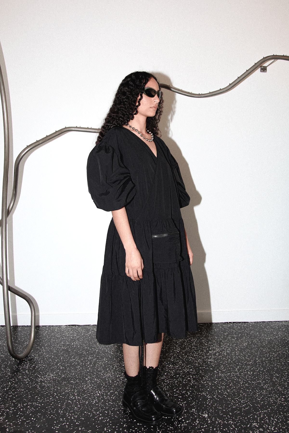 Utility Wrap Dress in Black