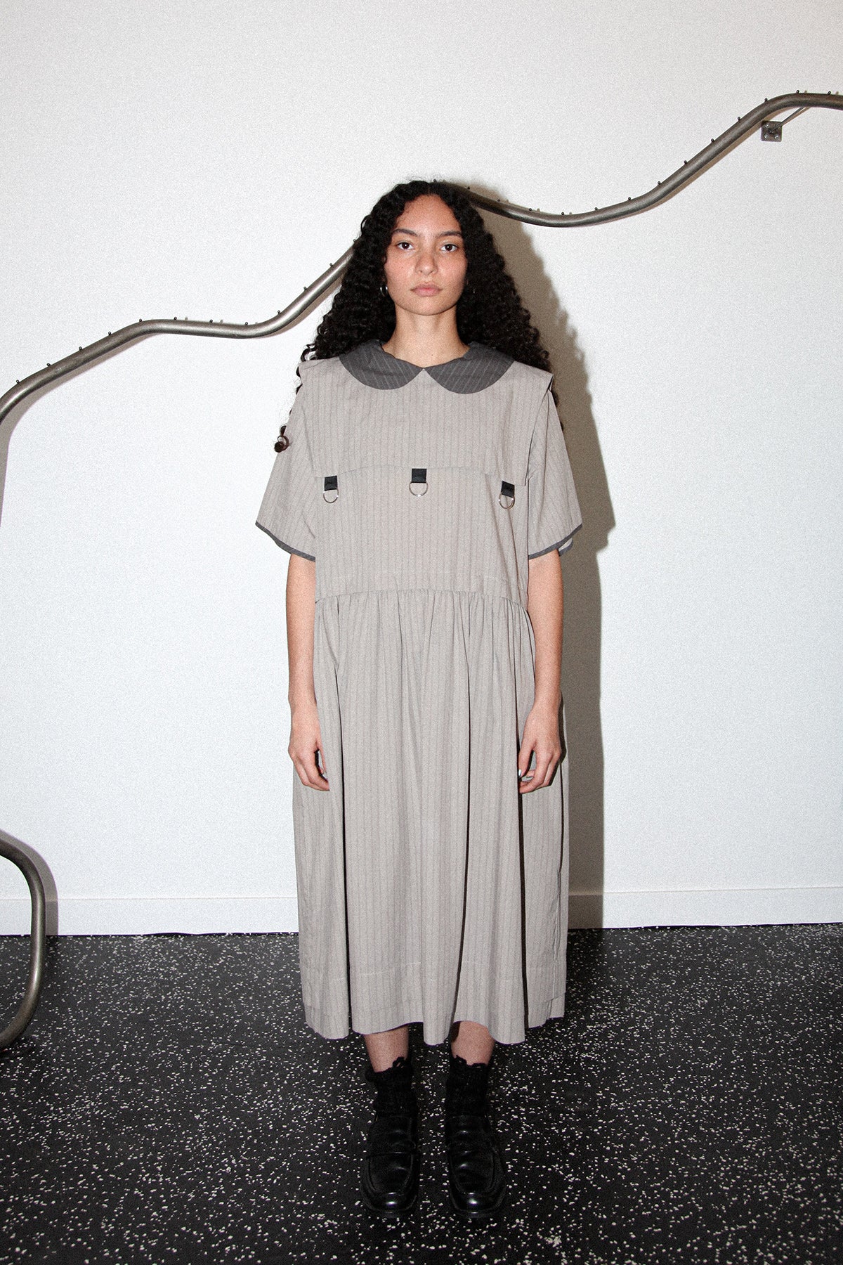 Pumice Dress in Striped Stone