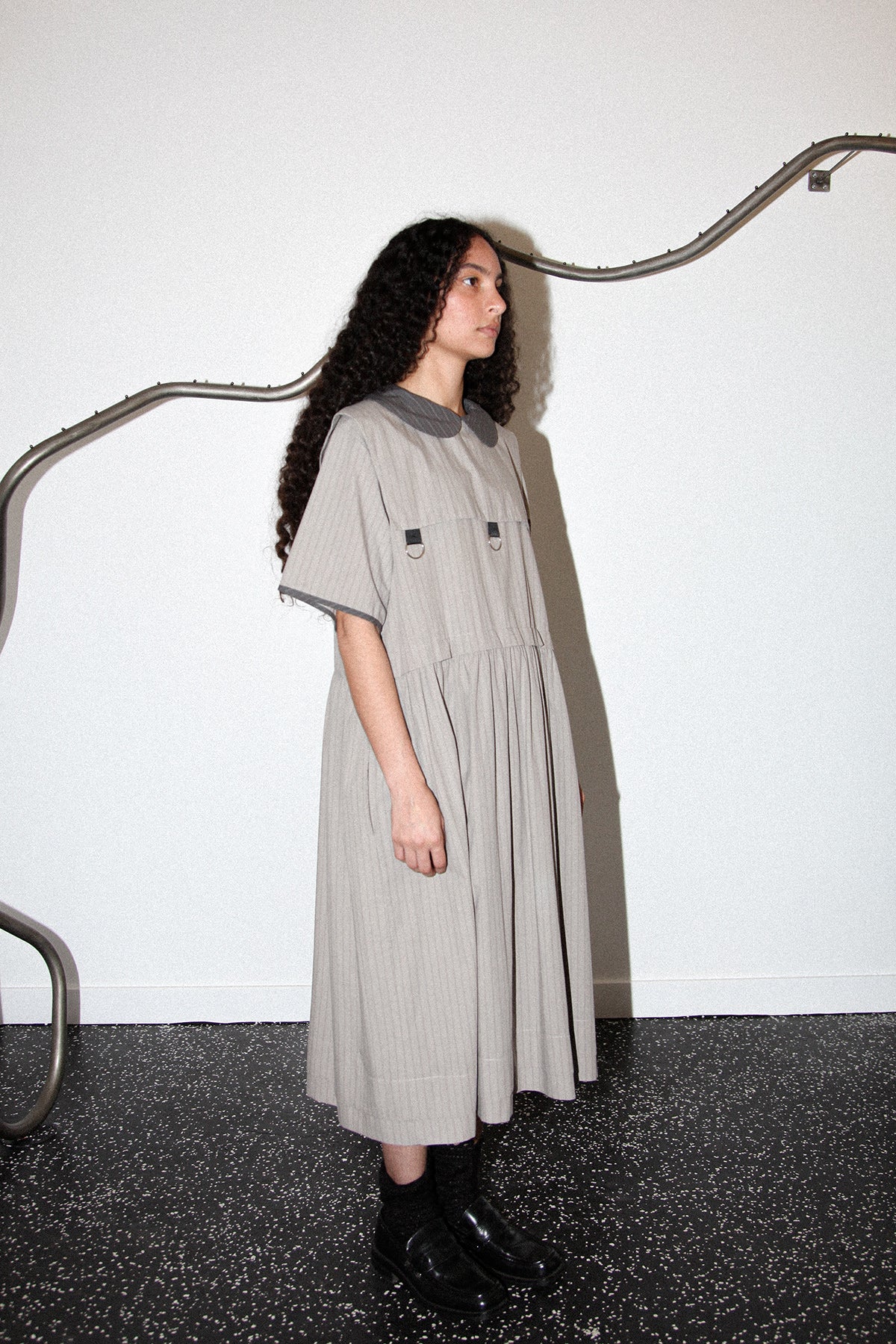 Pumice Dress in Striped Stone