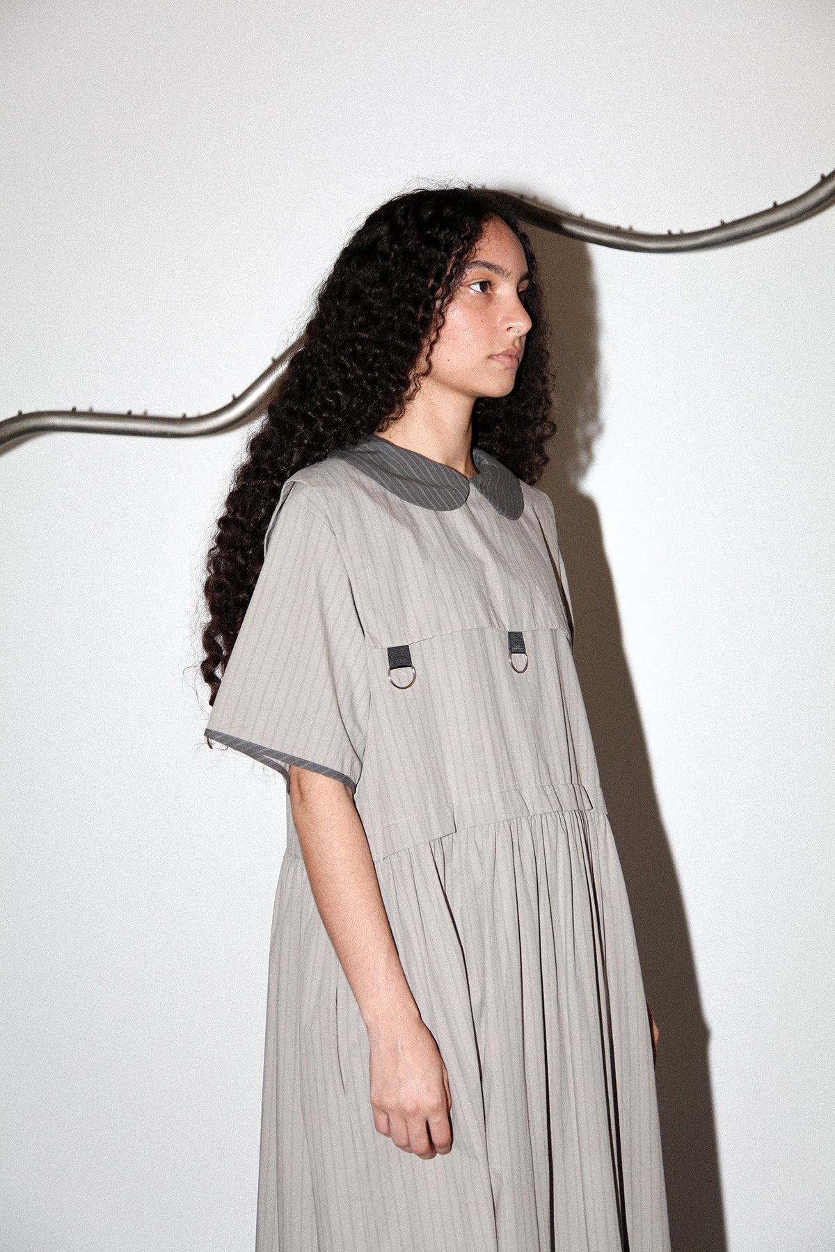 Pumice Dress in Striped Stone