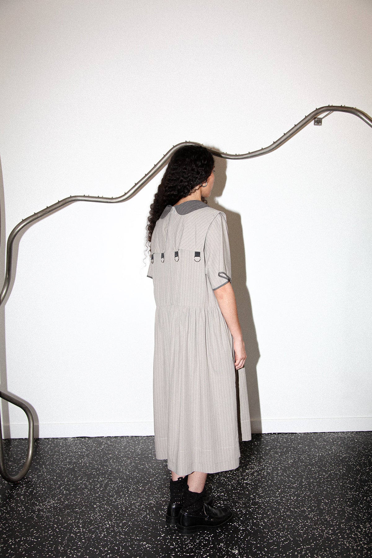 Pumice Dress in Striped Stone