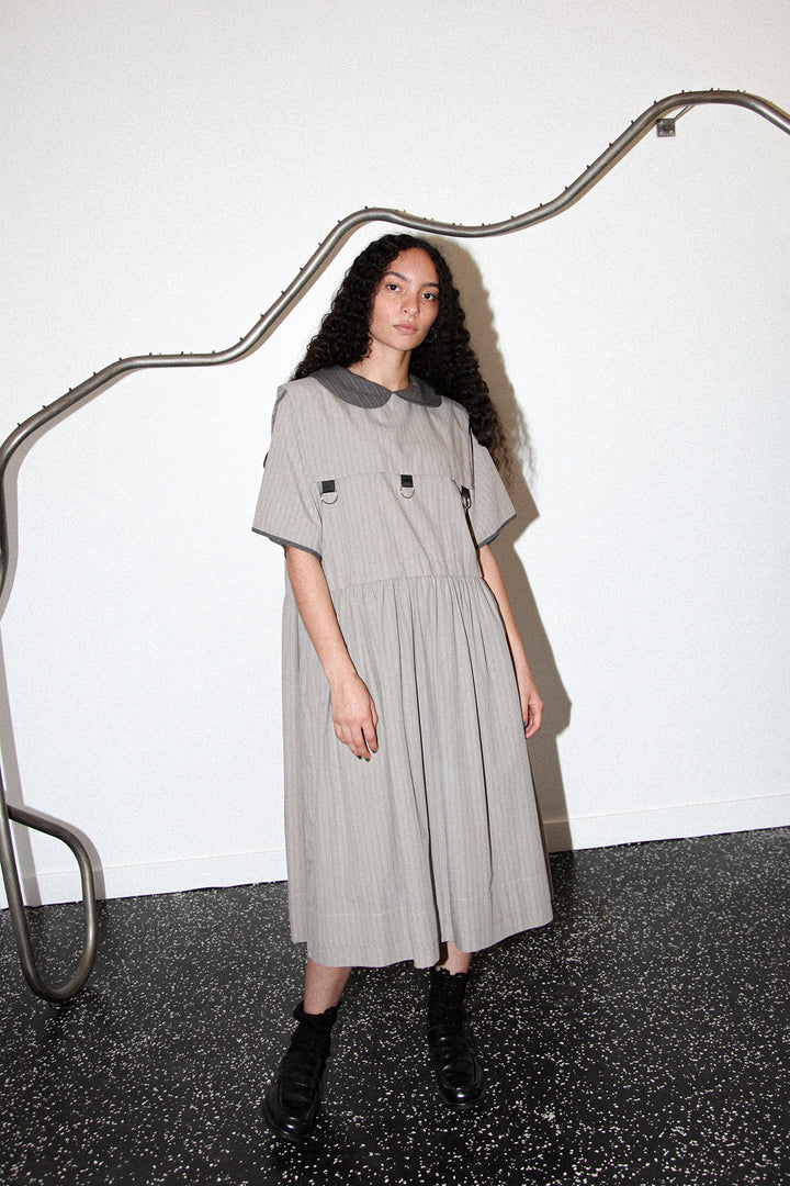 Pumice Dress in Striped Stone