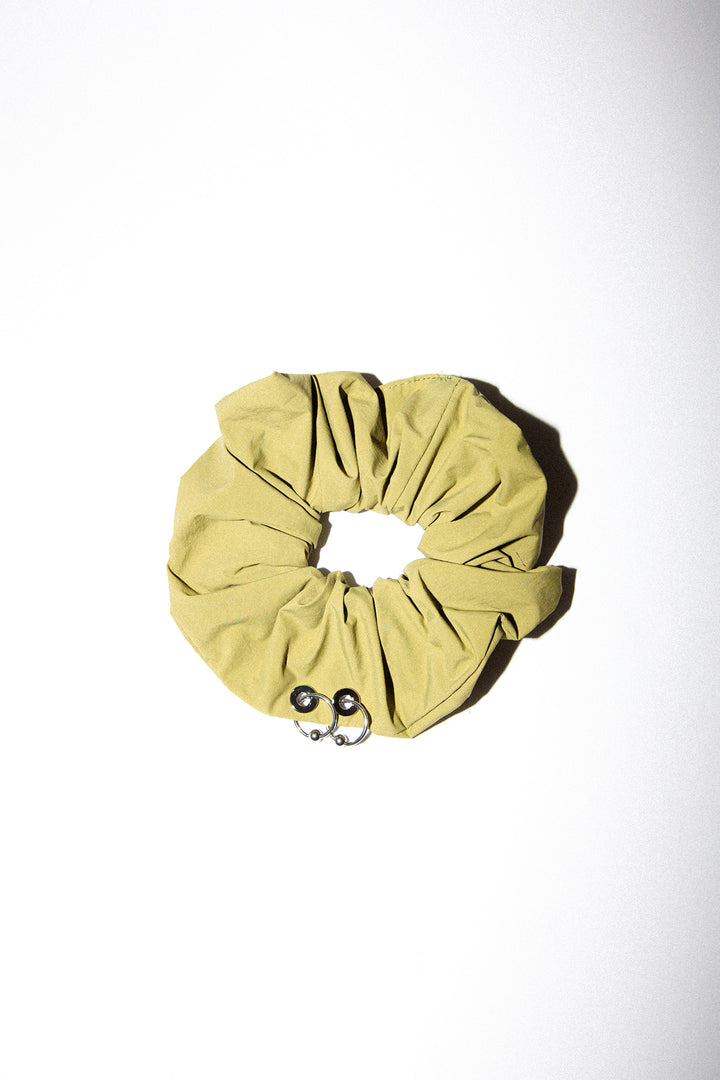 Pierced Scrunchie in Olive Dyed Nylon