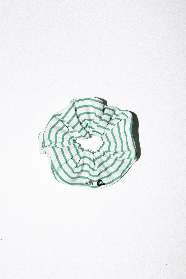 Pierced Scrunchie in Striped Seaweed