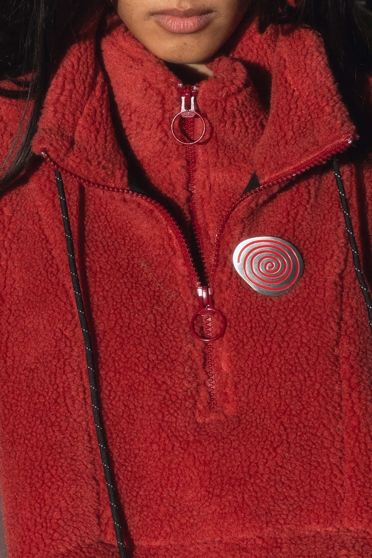 Spiral Rock Brooch in Silver / Red