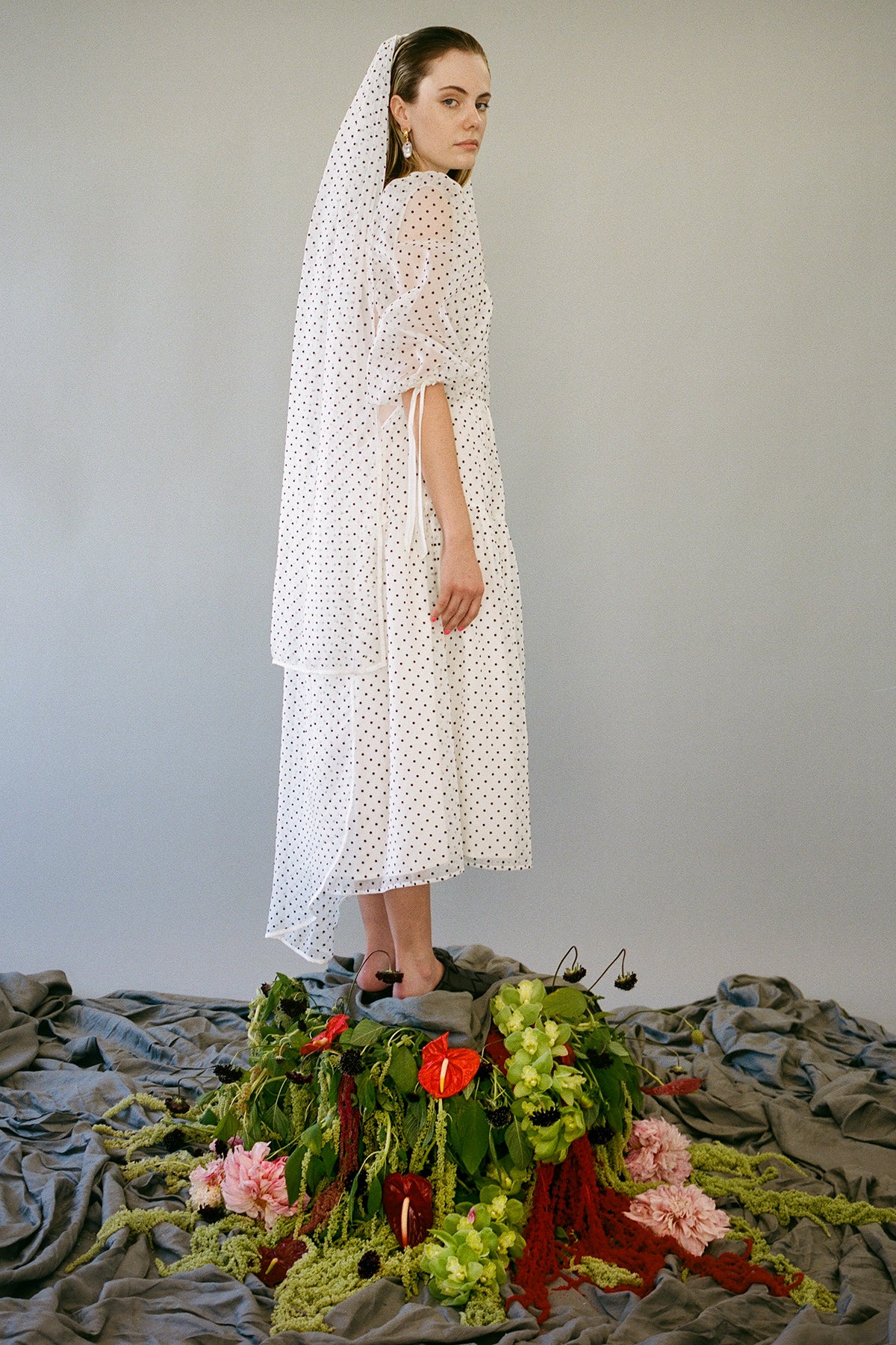 Veil in Black & White Dot Organza