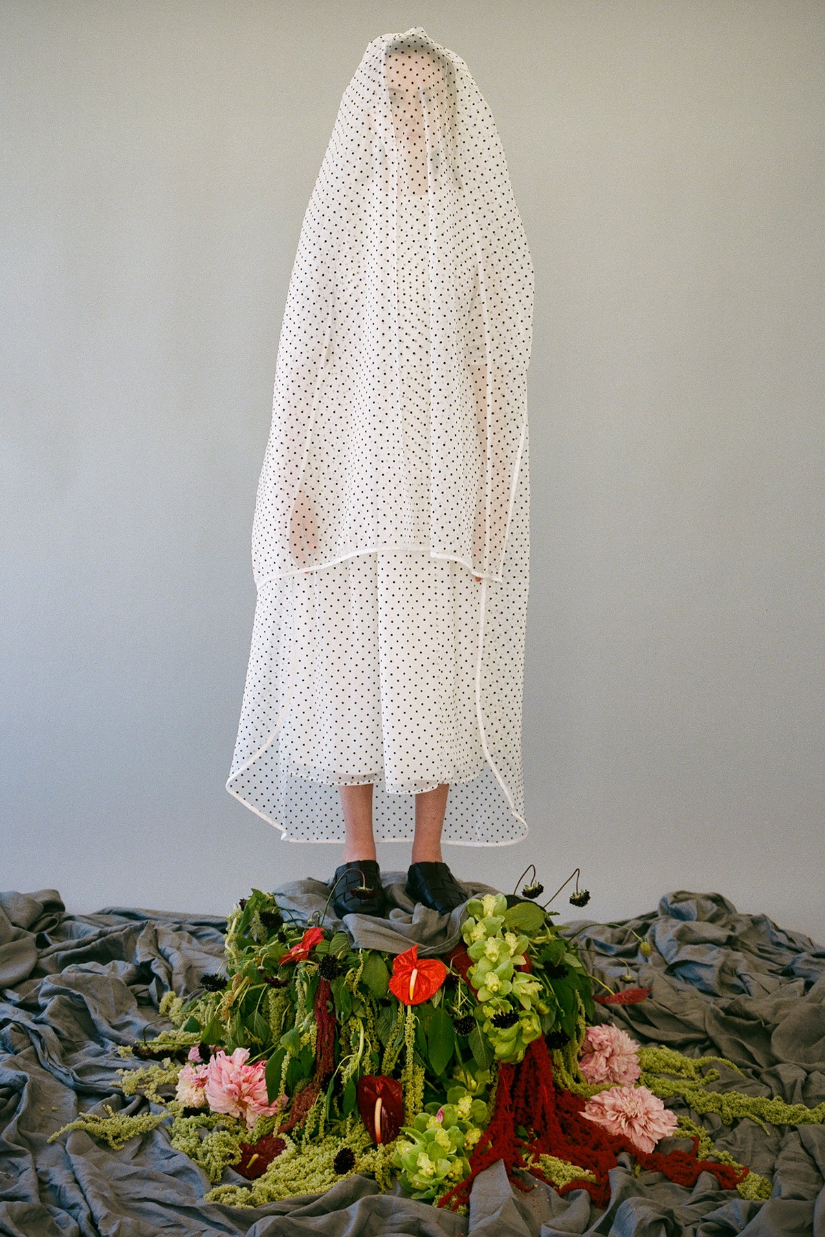 Veil in Black & White Dot Organza