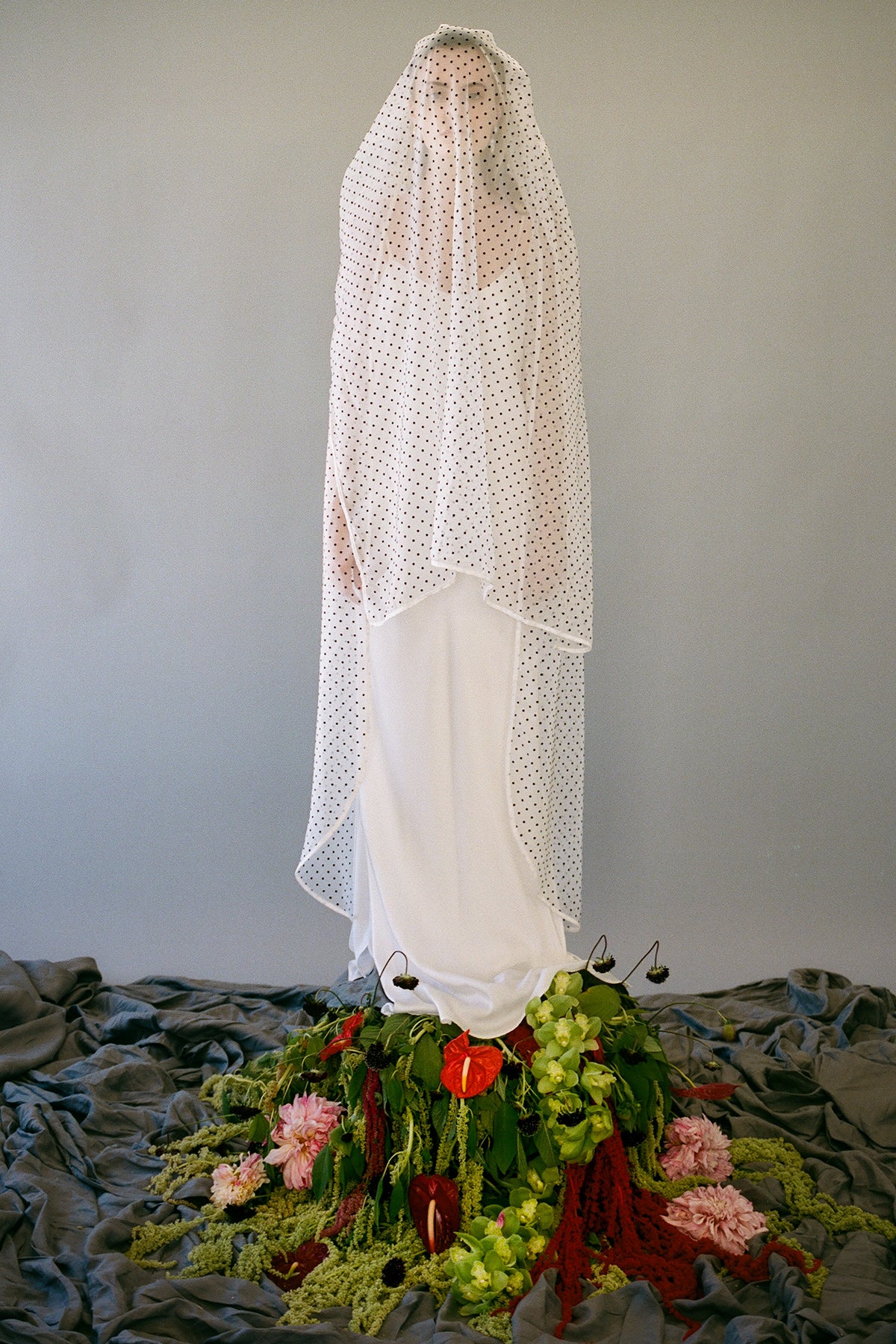 Veil in Black & White Dot Organza