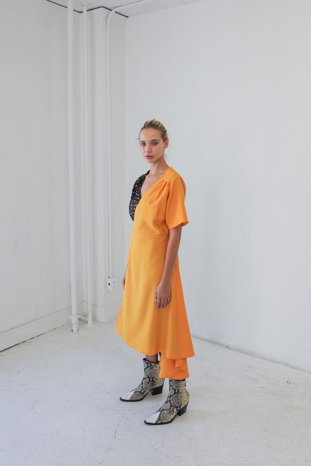 Wrap Dress in Mixed Media