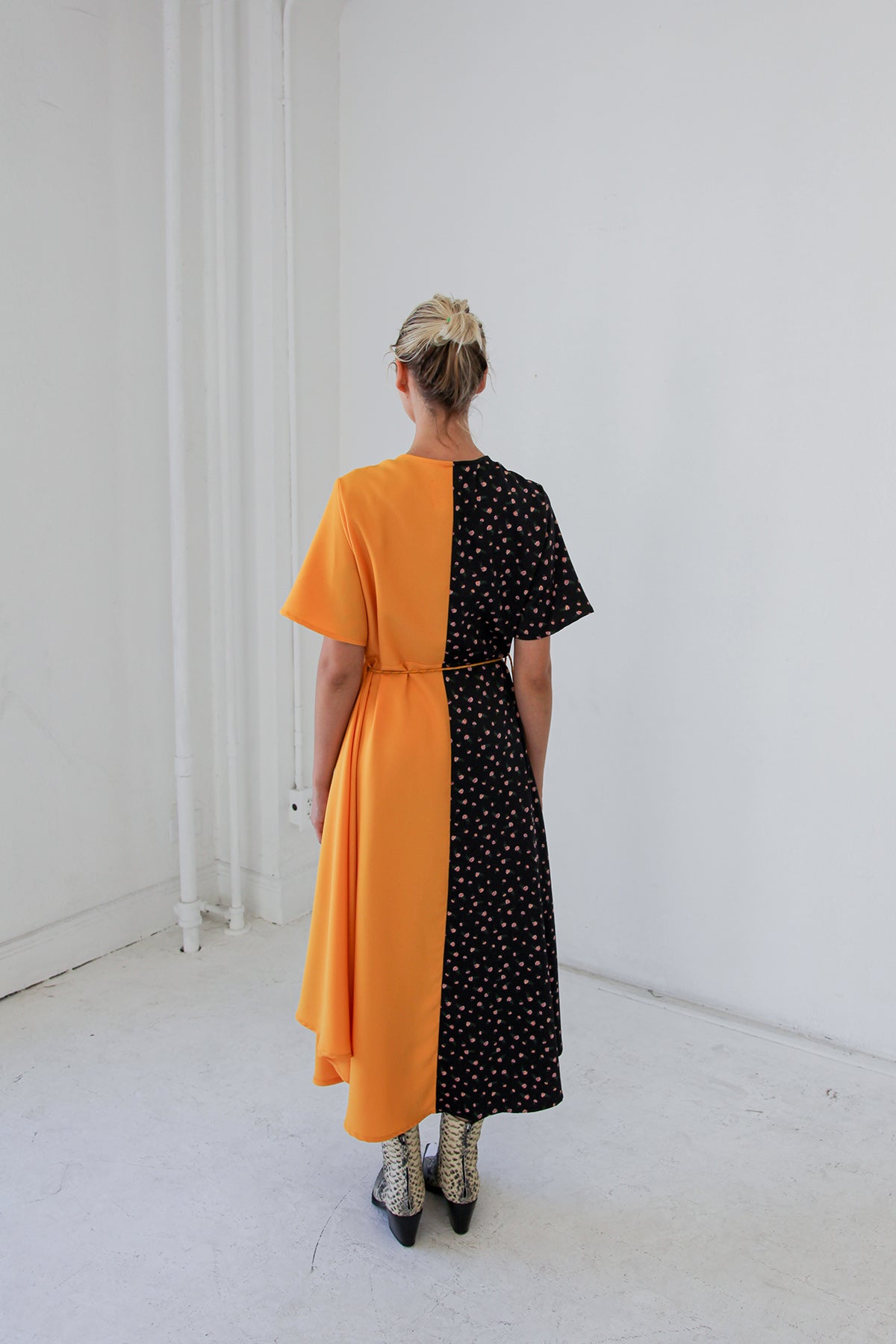 Wrap Dress in Mixed Media