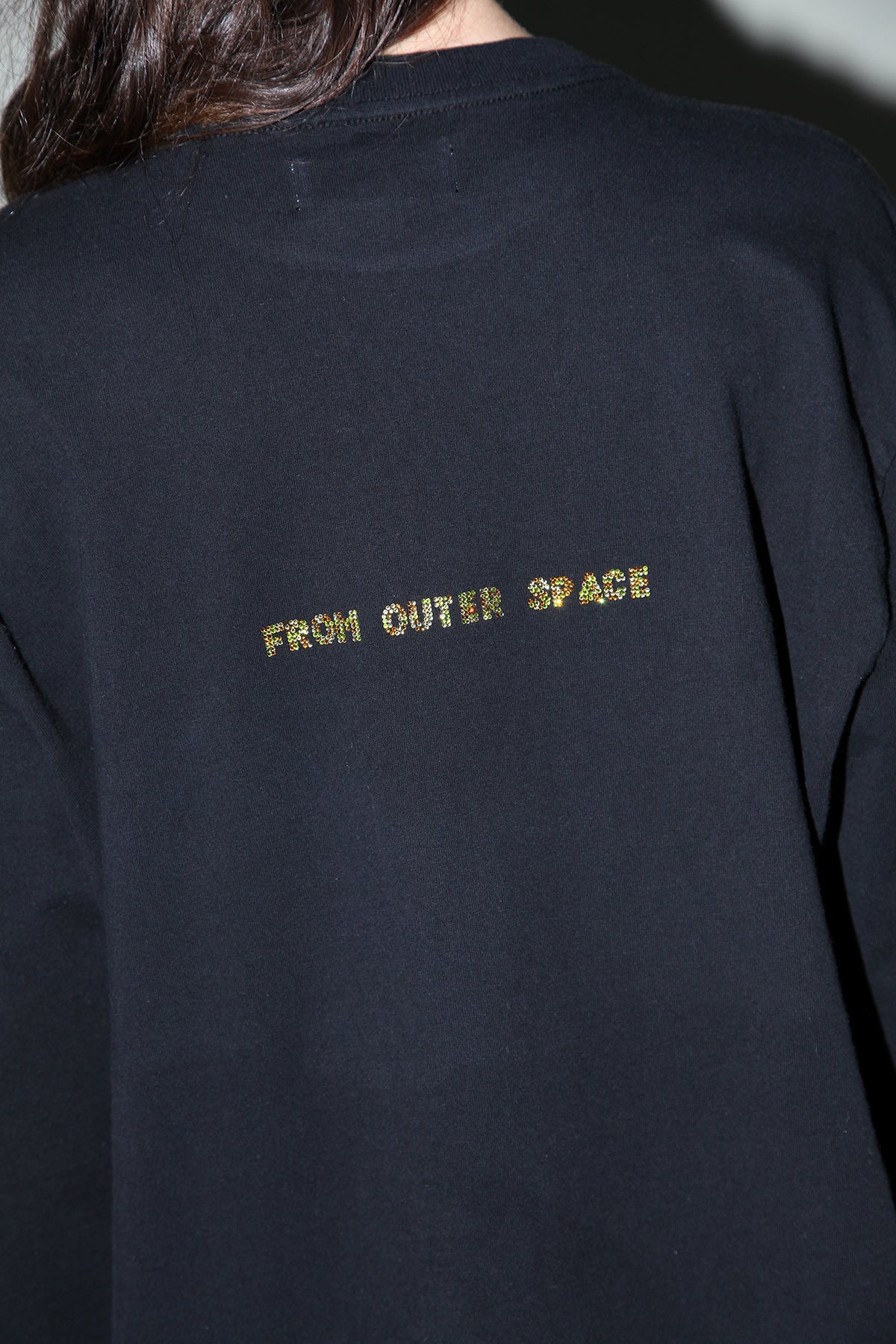 Rhinestone 'From Outer Space' Tee in Black