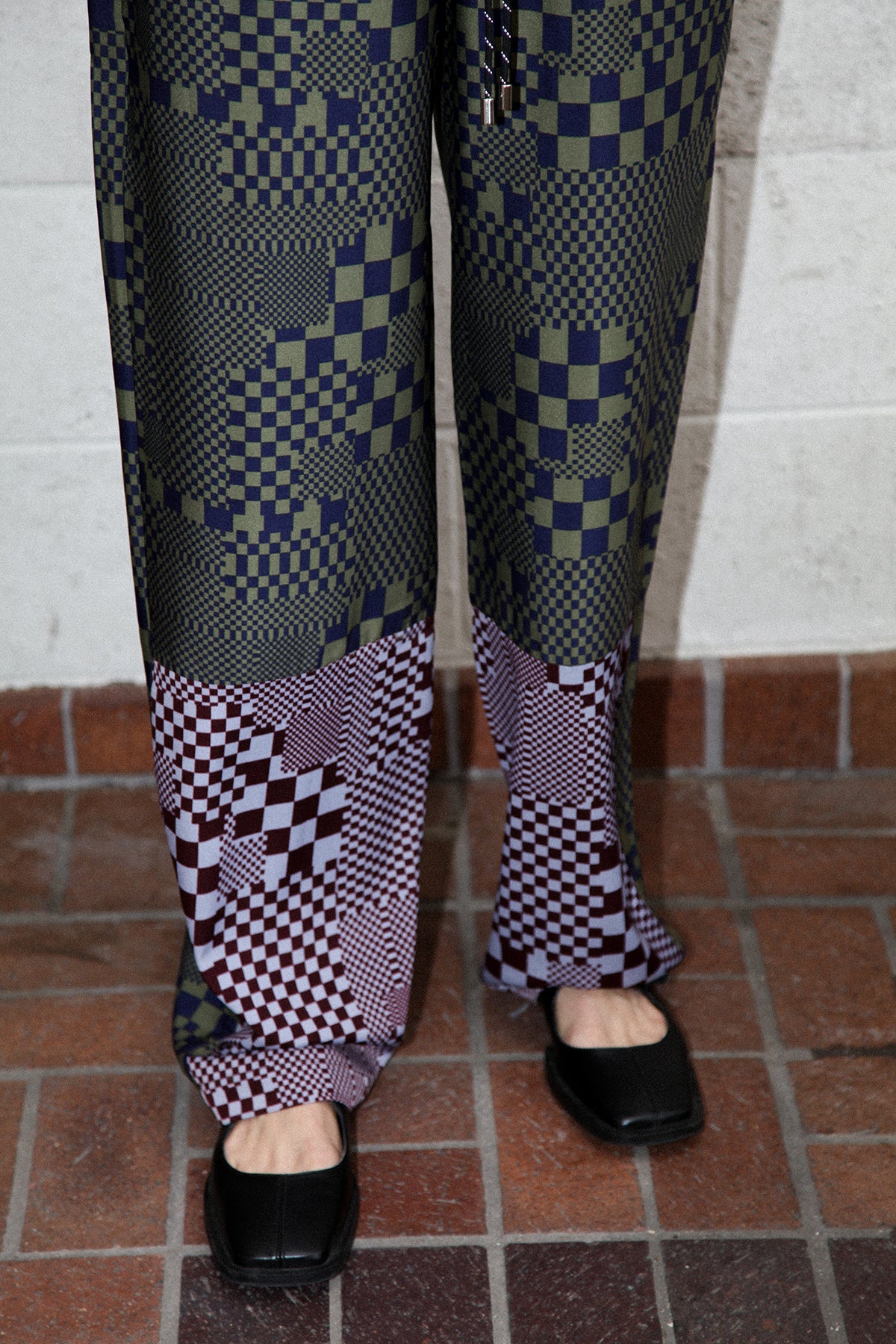 Blocked Ease Pant in Warped Checker