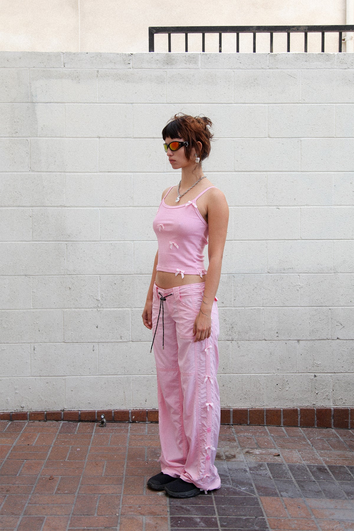 Bow Down Roll Up Pant in Ballet Pink