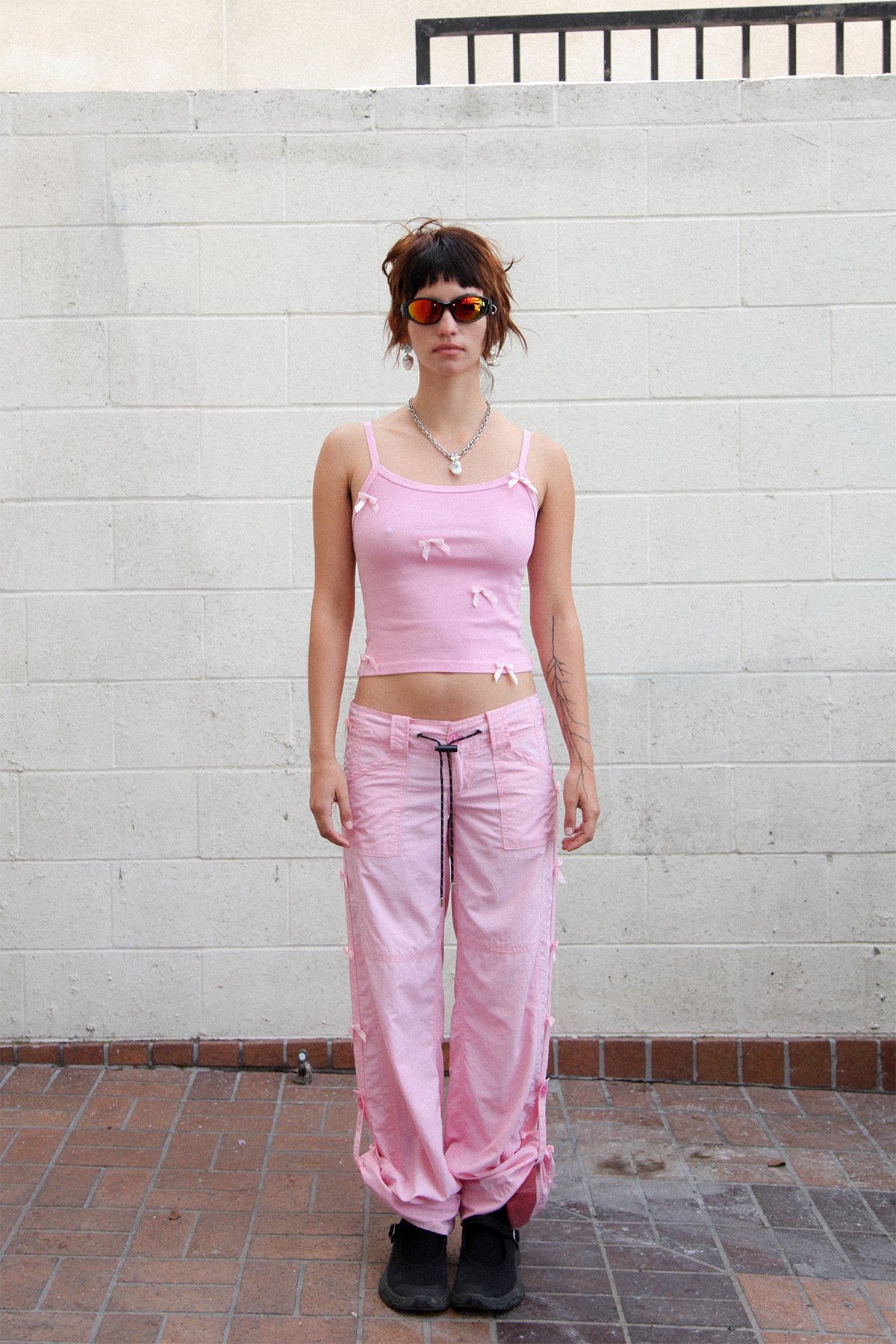 Bow Down Roll Up Pant in Ballet Pink