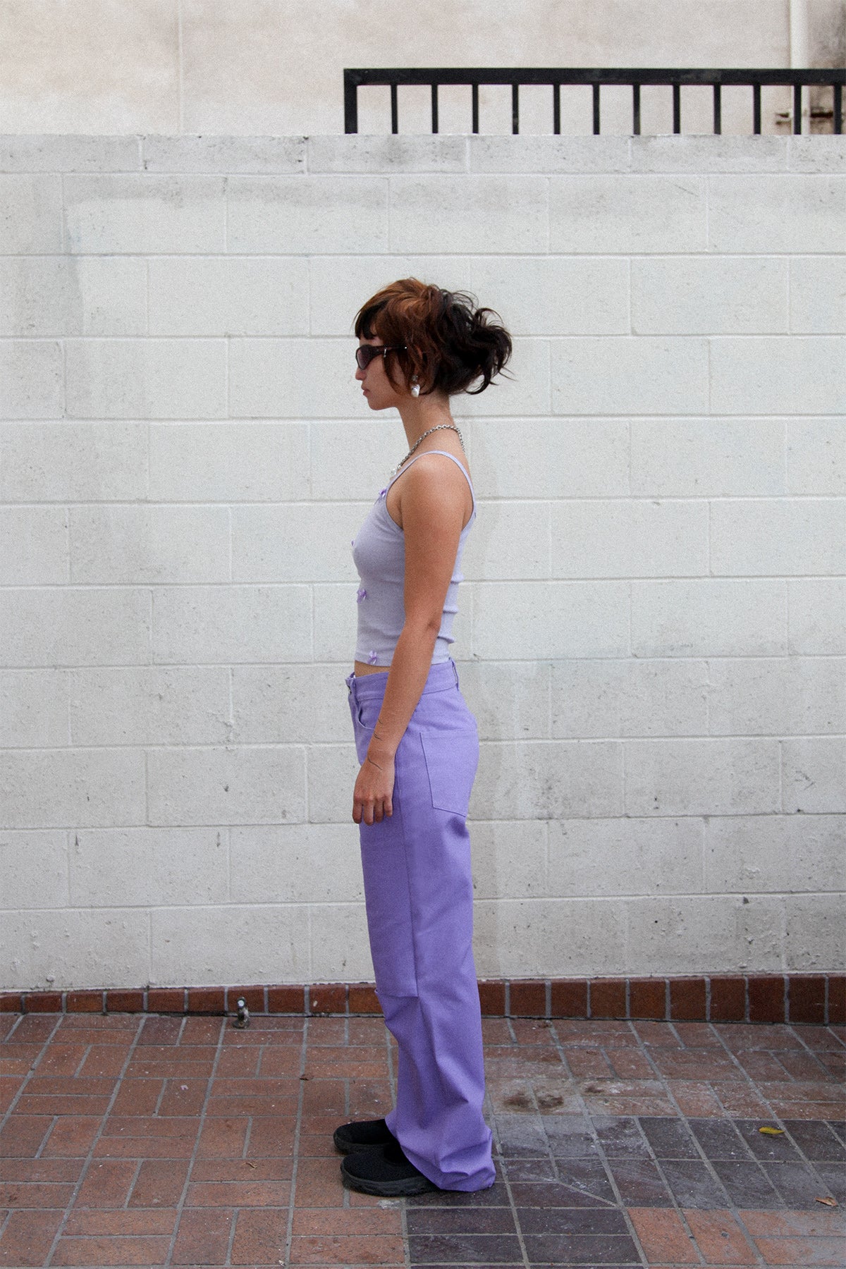 Straight Slit Pant in Lavender