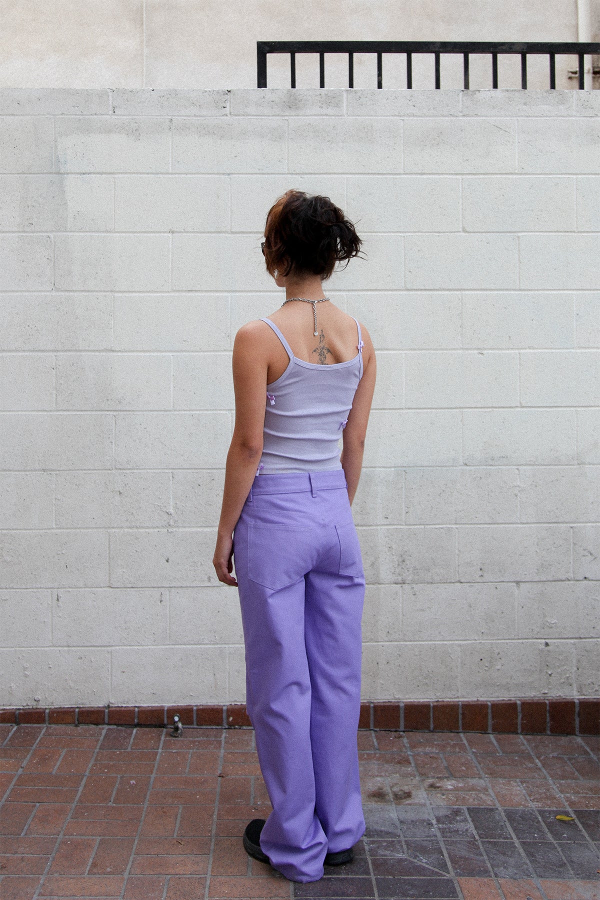 Straight Slit Pant in Lavender