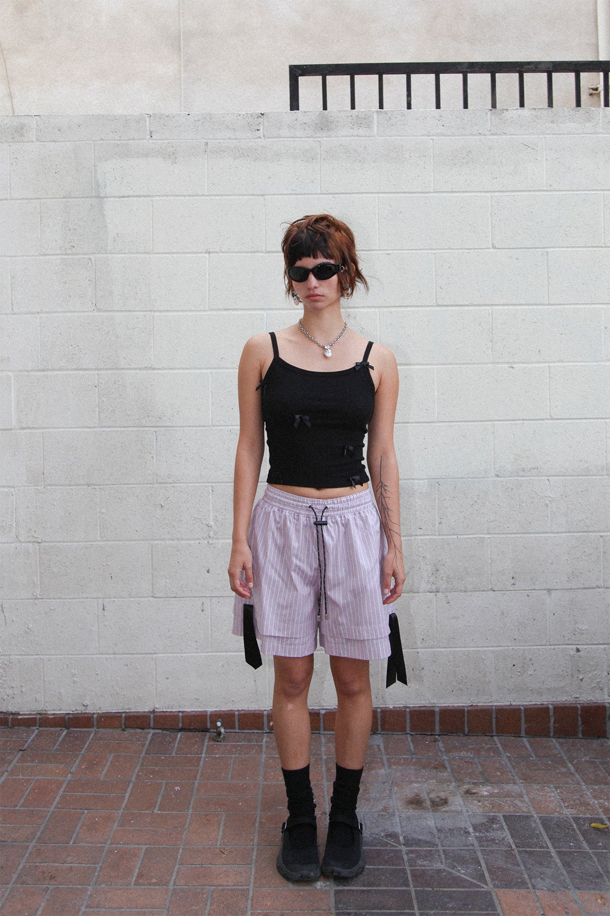 Double Boxer Short in Striped Lilac