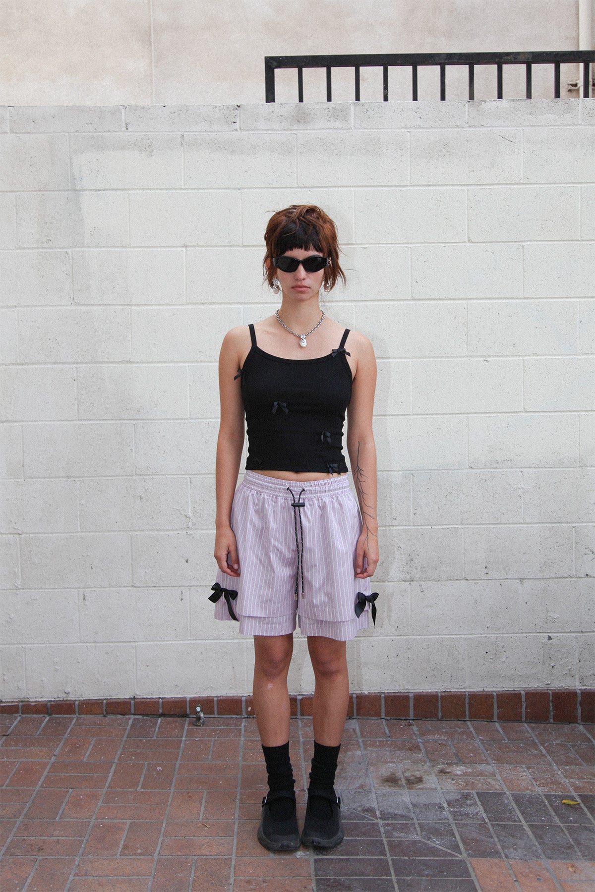 Double Boxer Short in Striped Lilac