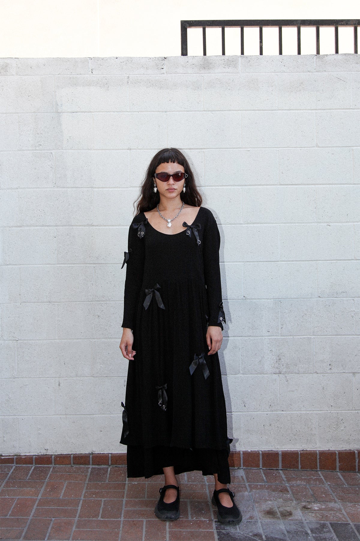 Pierced Swan Dress in Black