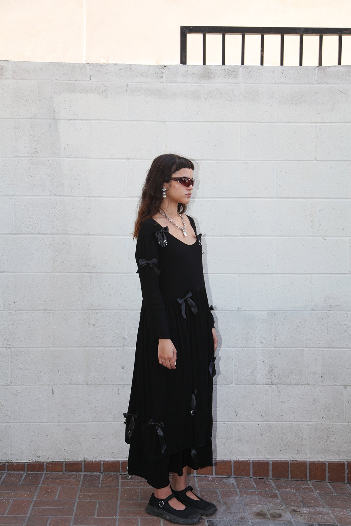 Pierced Swan Dress in Black