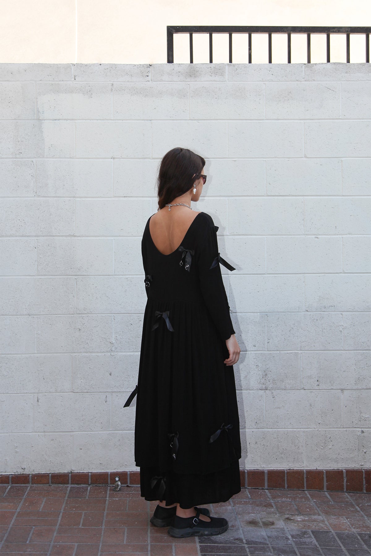 Pierced Swan Dress in Black