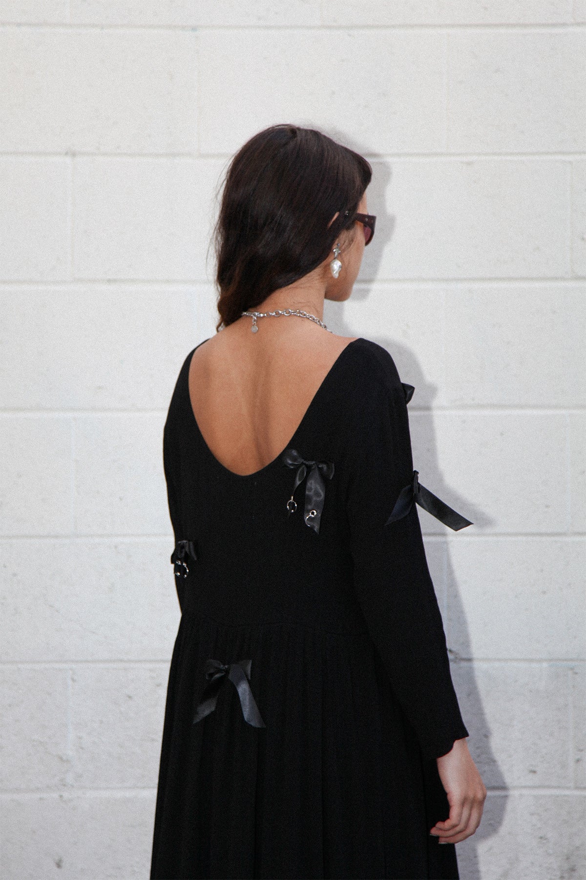 Pierced Swan Dress in Black